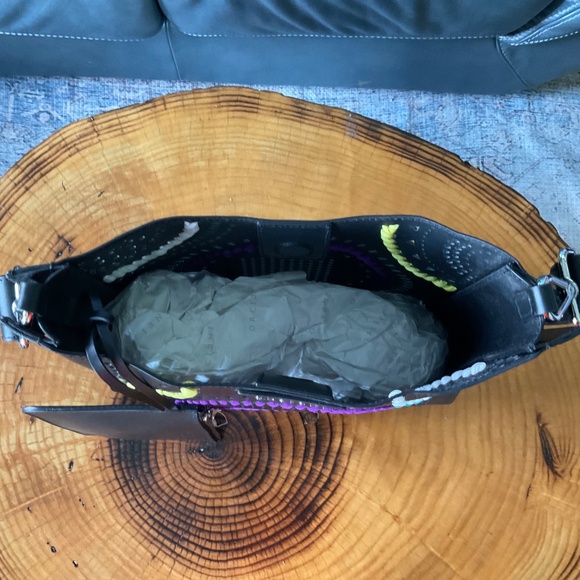 Orciani Carioca Leather Bag Tote - Black Fun Multicolor w/ Separate Wristlet NWT - Picture 4 of 16